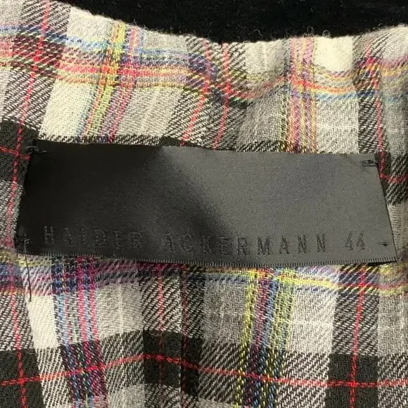 HAIDER ACKERMANN Size 34 Grey Black White Plaid Wool Cotton Sport Coat
